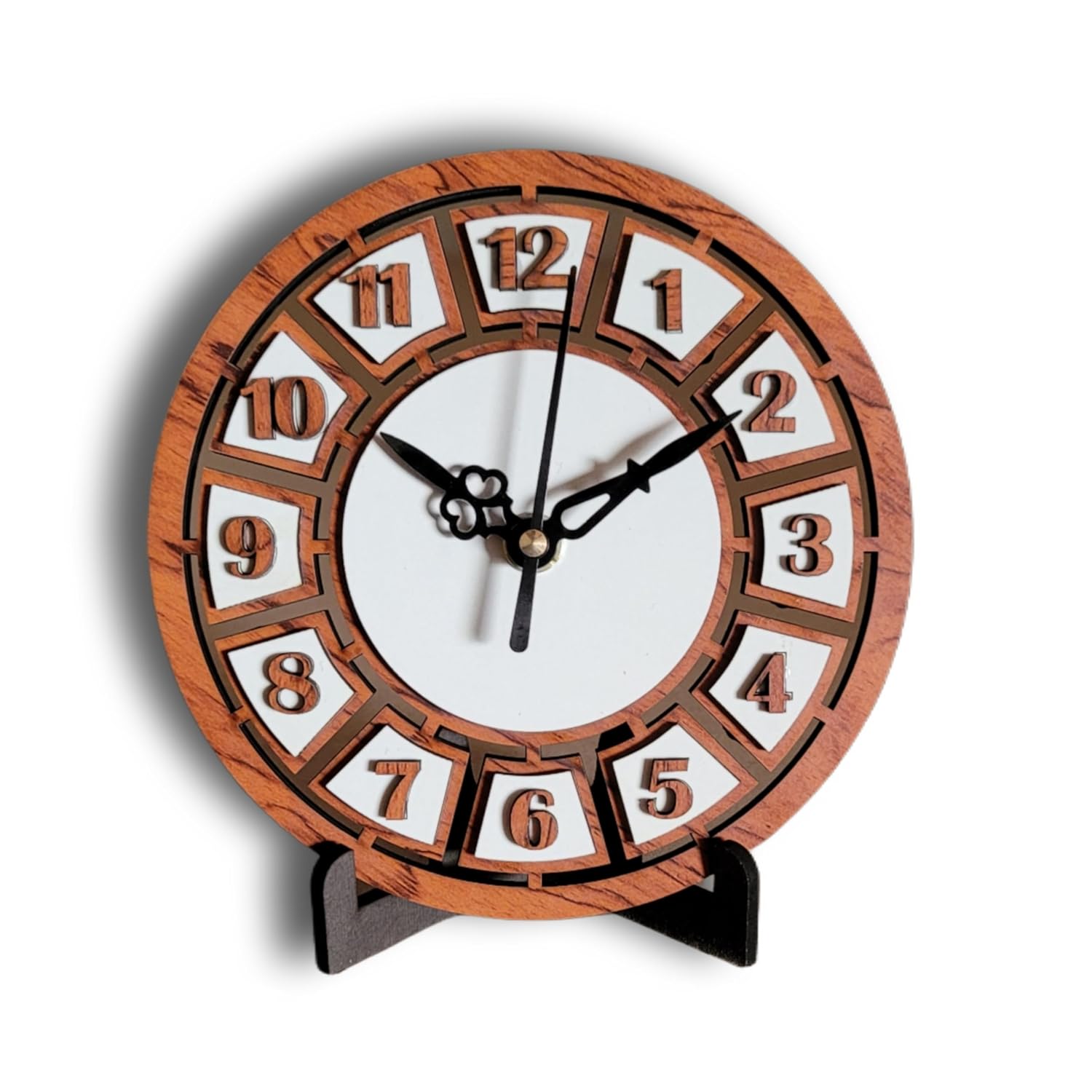 The Home Identity Wooden Designer Table Clock for Study Table Office ...