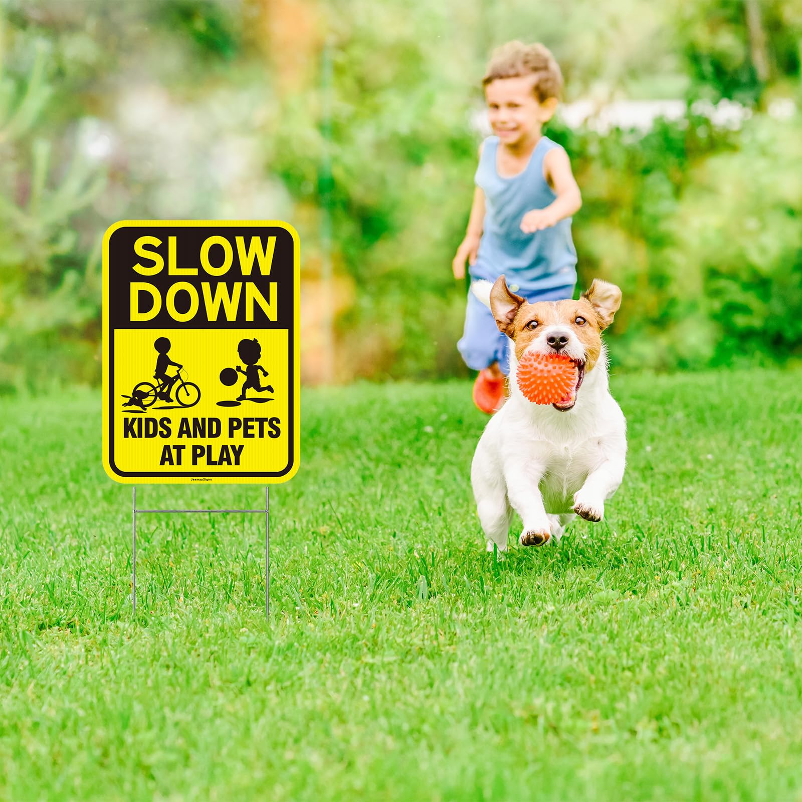 SLOW DOWN 子供とペットの標識 約40cm x 30cm SLOW DOWN 子供とペットの標識 約40cm x 30cm SLOW DOWN 子供と