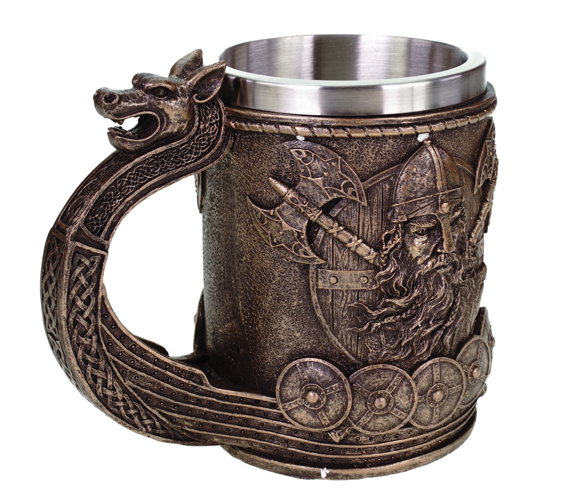 Vogler 816-931 Wikinger Krug Drakar Wikingerschiff mit Metalleinsatz Becher Mehrfarbig