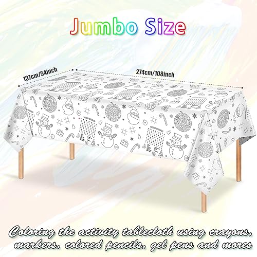 Miniatura 2 de 1 mantel de papel de actividades navideñas, mantel desechable de papel de Papá Noel, muñeco de nieve, gnomo, para niños, Navidad, invierno,