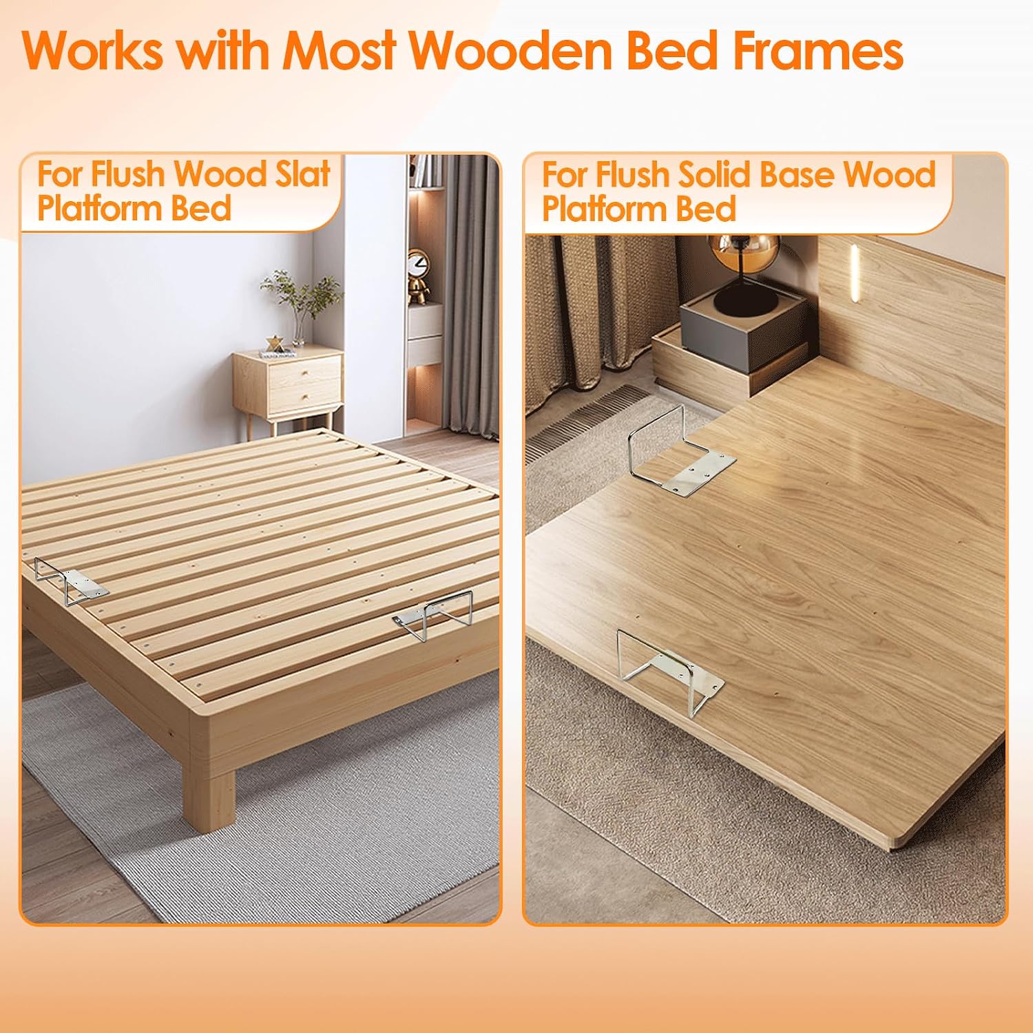 Mattress Retainer Bar for Wood Slat&Wood Solid Base Platform Beds,2 Packs