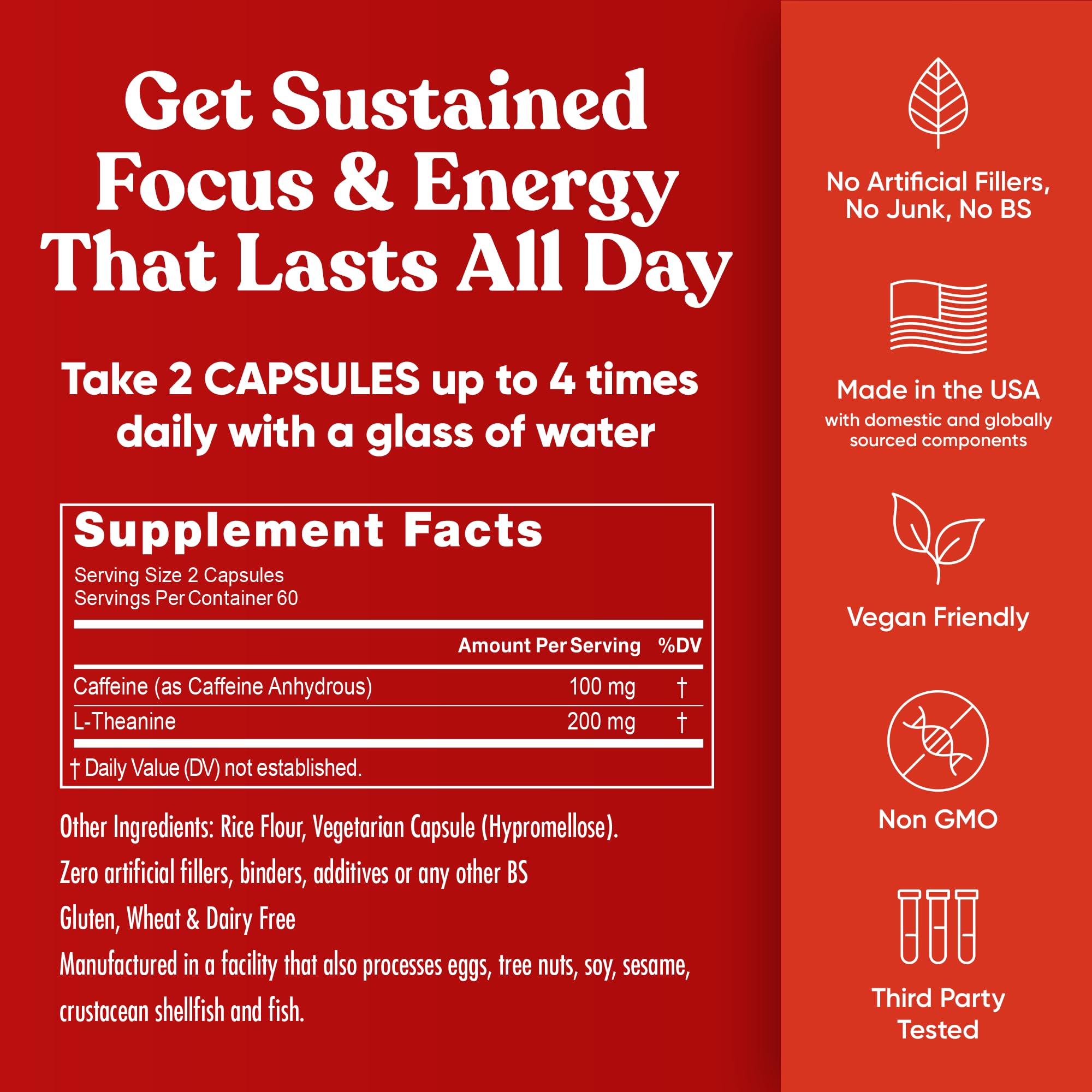 Elite Focus Caffeine Pills with L-Theanine, Jitter-Free Energy, 120 Caps — Amazon image 7