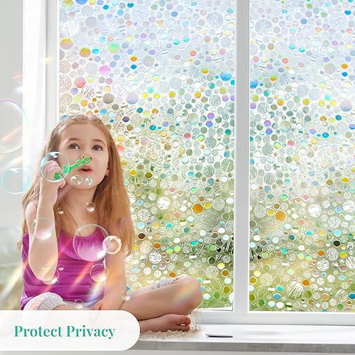 Miniatura 4 de Película de ventana de arcoíris Privcy para ventana Adhesivo holográfico para ventana, vinilo decorativo 3D para ventana, sin pegamento, adherencia