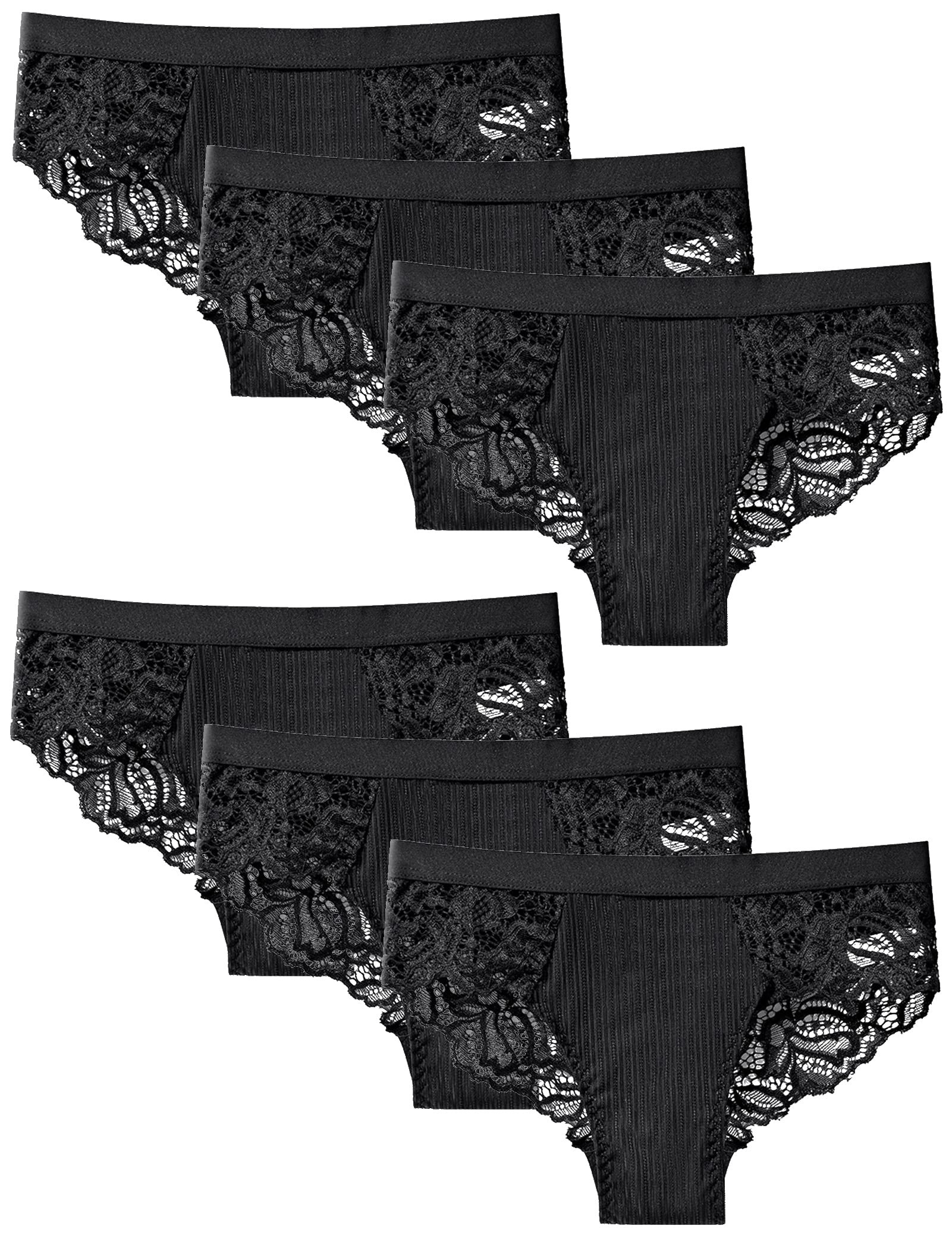 Kiench Teens Underwear Lace Big Girls Hipster Panties Low Rise Seamless Bikini Briefs 6 Pack