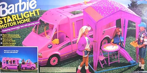Barbie STARLIGHT MOTOR HOME Vehículo MOTORHOME Van w TIENDA & TRAIL RIDER "Jeep" (1993)