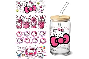 4 Cartoon Styles Glass Cup Wraps for Tumblers, Personalized DTF Transfer Stickers for Artistic Creations
