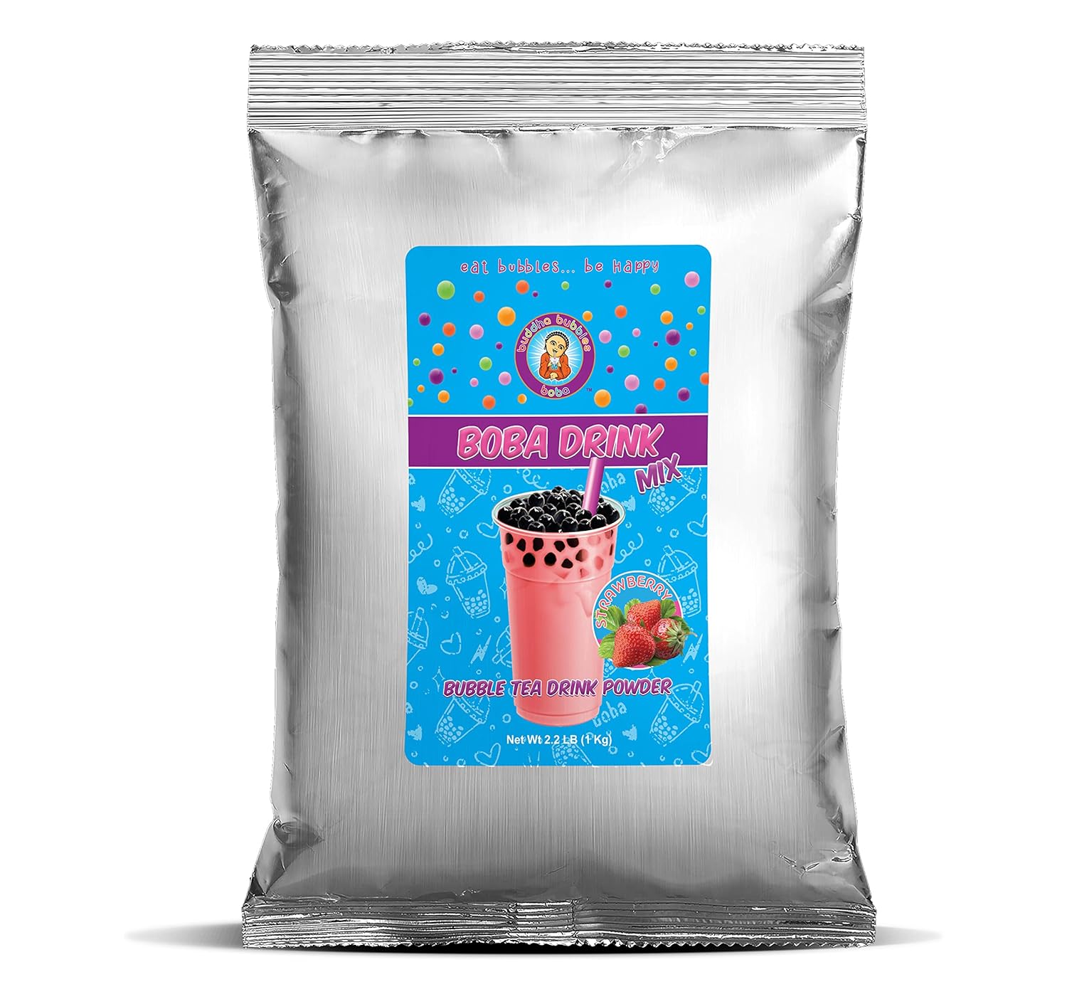 Premium STRAWBERRY CREAM Boba/Bubble Tea Drink Mix Powder By Buddha Bubbles Boba 1 Kilo (2.2 Pounds) | (1000 Grams)