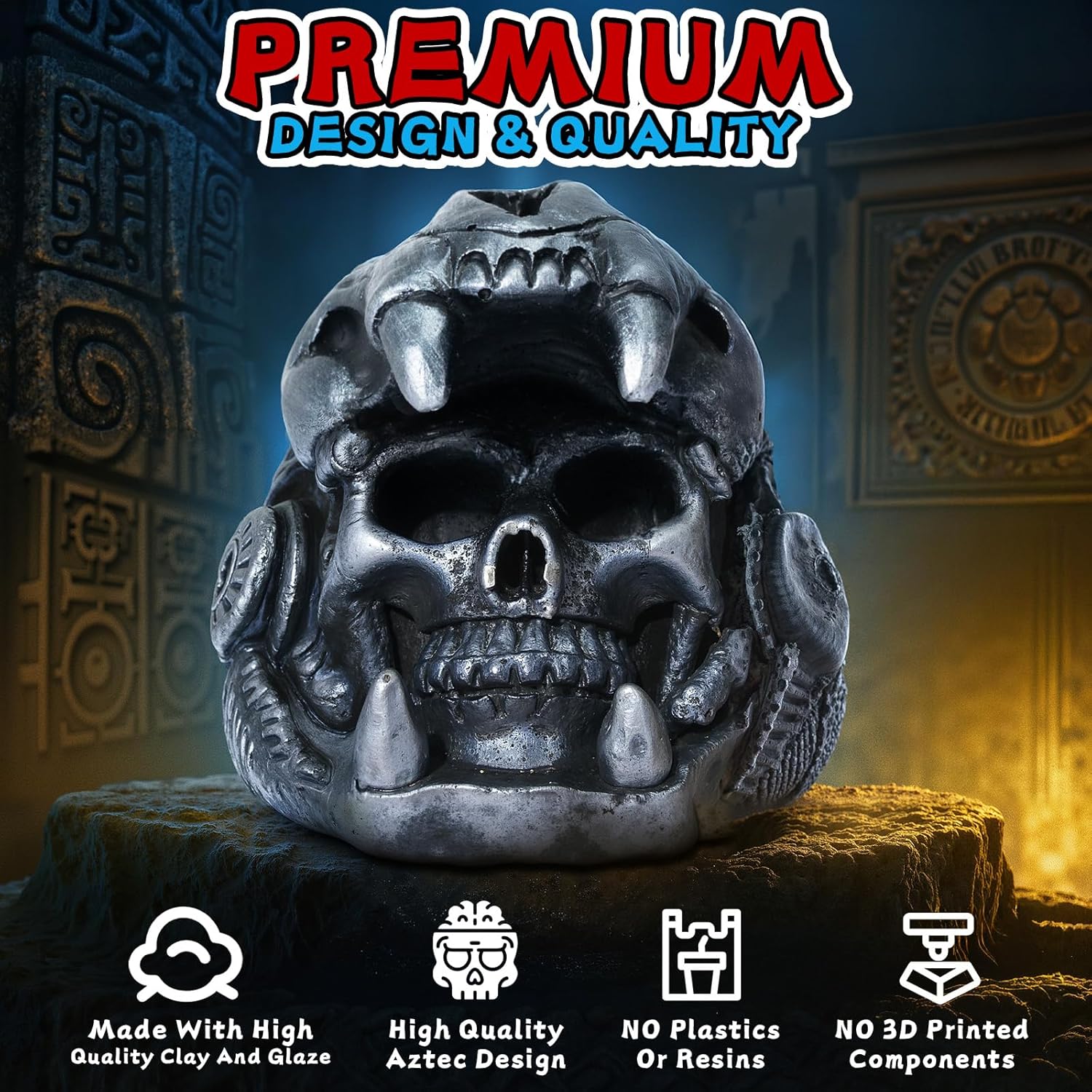 Aztec Death Whistle - Skull Quetzalcoatl Design | 125+ dB Screaming War Whistle for Historical Reenactments, Halloween Scares & Collectors - Image 4