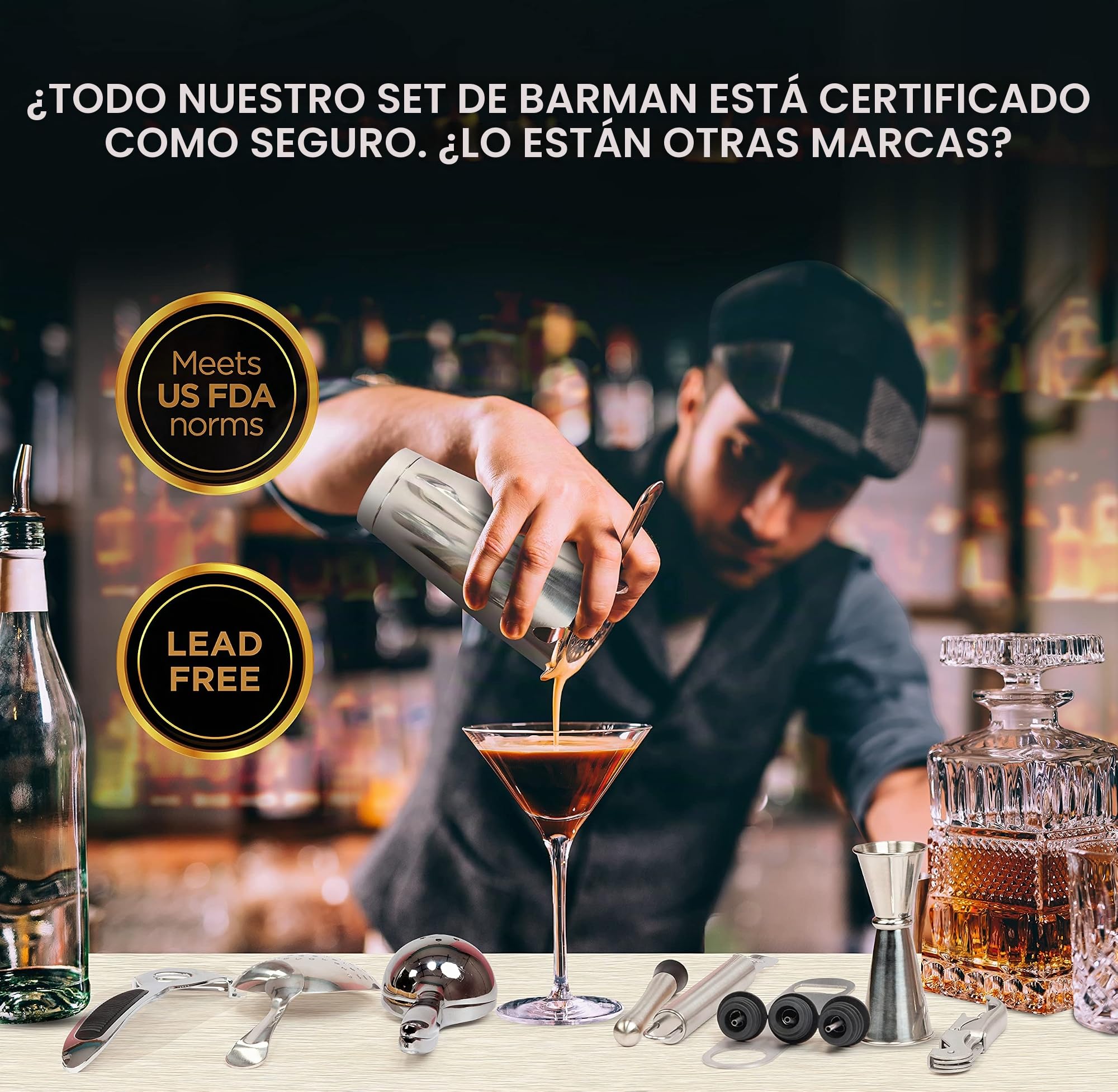 Bolsa de Camarero de Viaje, Kit de Herramientas de Camarero Profesional, Bolsa de Herramientas portátil para cóctel, Funda de Cuero con 20 Herramientas de Bar, Similar al maletín para camareros en