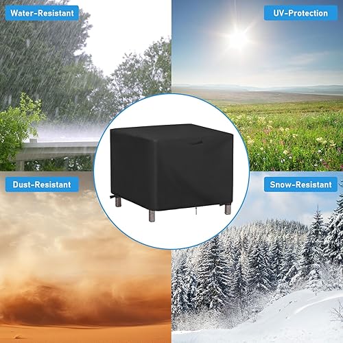 Miniatura 6 de Jungda Funda rectangular para mesa de café al aire libre de 44 pulgadas, fundas impermeables para mesa de patio, funda rectangular resistente para