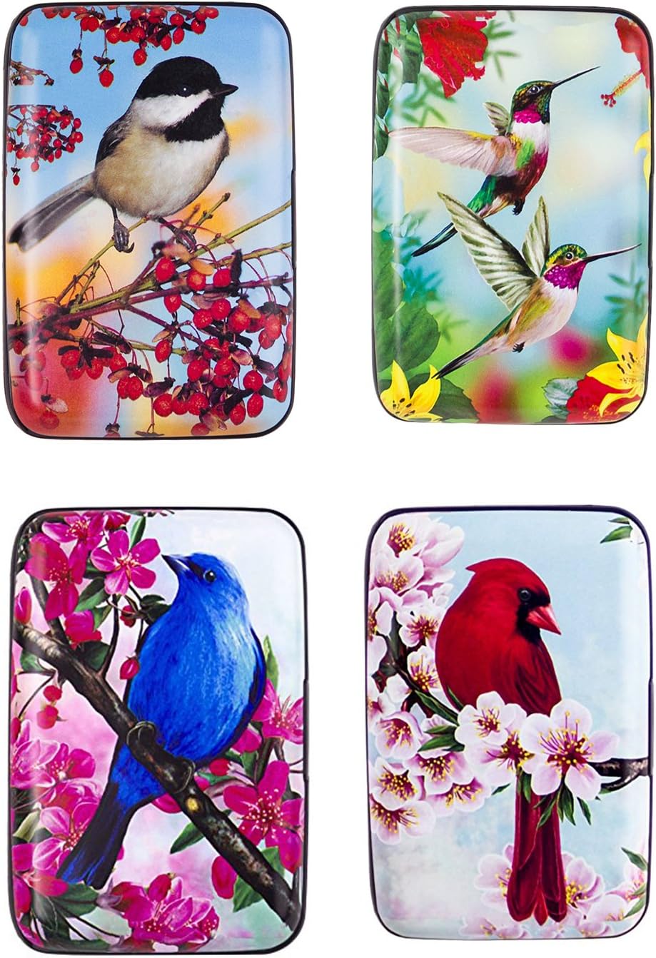 BIRDS Armored Credit Card RFID Blocking Wallet and Cash Holder, Set of 4 Styles