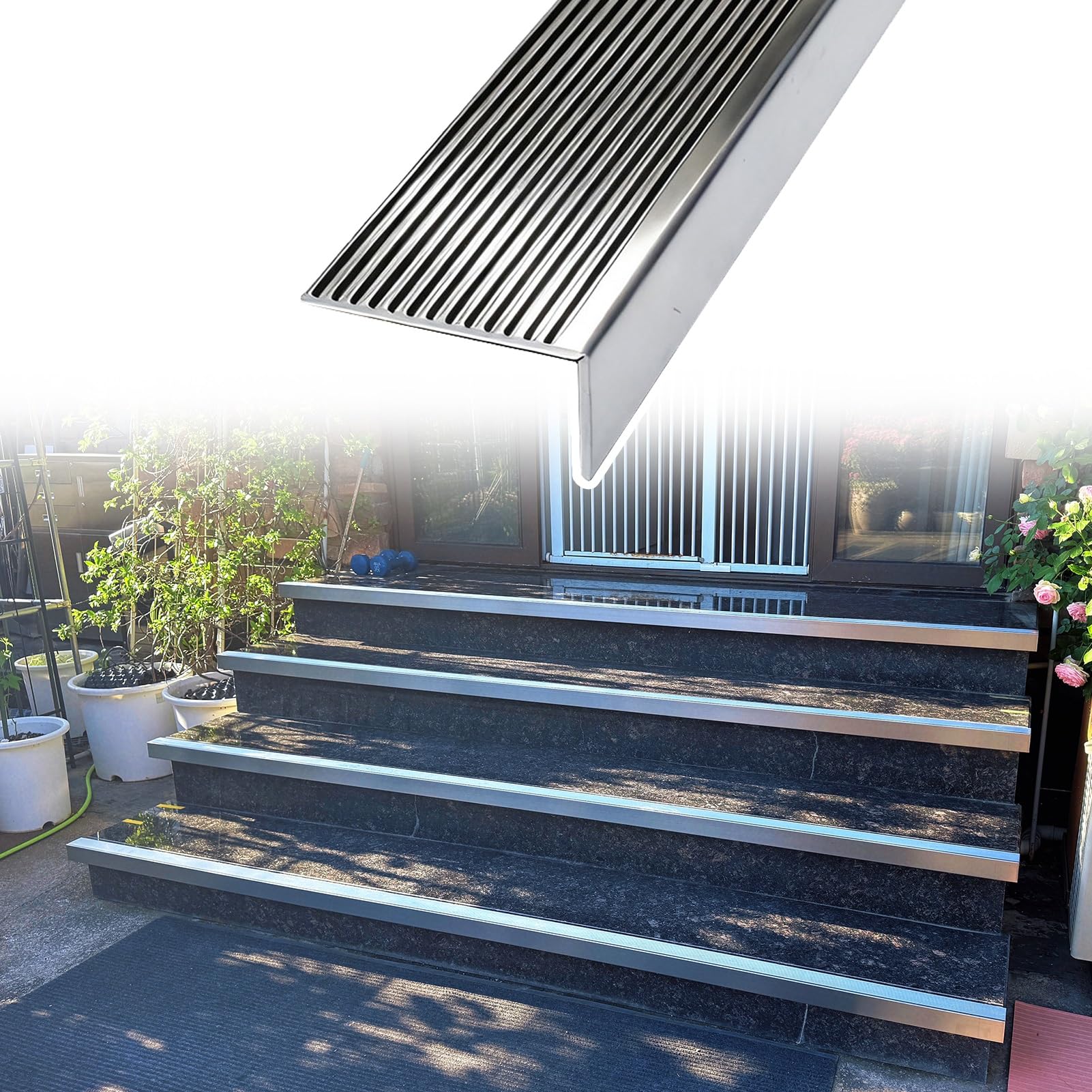 Nez de marche en acier inoxydable durable de 160cm pour habiller vos marches