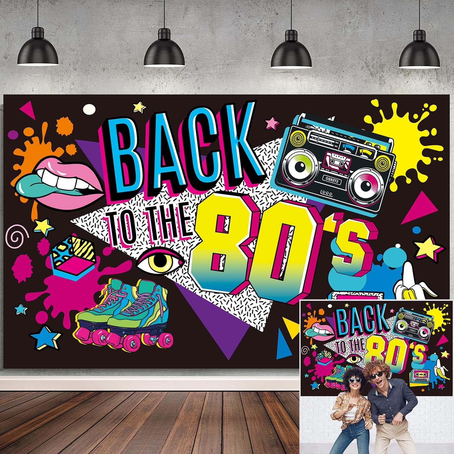80's Theme Party Decorations Back to The 80's Backdrop Retro Hip Hop ...