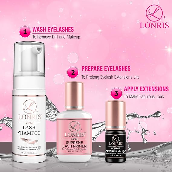 Eyelash Extension Primer - 30% BETTER RETENTION - Lonris Cleanser 15 ml/Protein Oil Remover/Increase Adhesive Bonding Power/Pre-treatment for Individual Semi-Permanent Extensions Glue Supplies