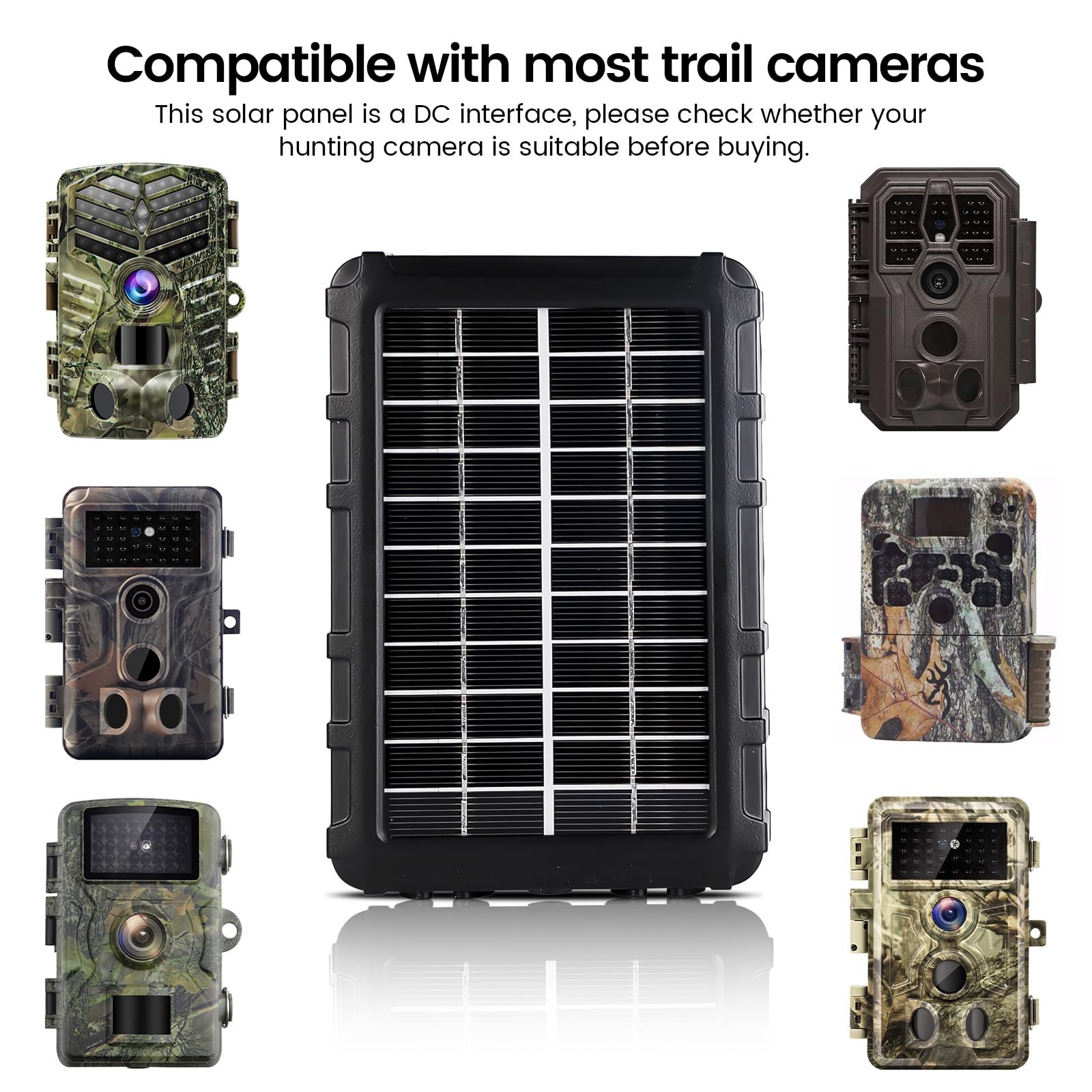 XTU Pannello Solare per Fototrappola, DC 6V-12V 1,5A con spina di alimentazione da 3,5 mm x 1,35 mm, Batteria Ricaricabile Integrata 2200 mAh IP66 Impermeabile, Accessori per Fototrappola
