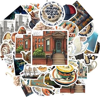 35Pcs Detailed Boston Travel Stickers, Waterproof Boston City Stickerfor Water Bottle Laptop Phone Cases Planner Skateboard Luggage Helmet Party Favor Decor, Ideal for Adults Teens Teacher Rewards