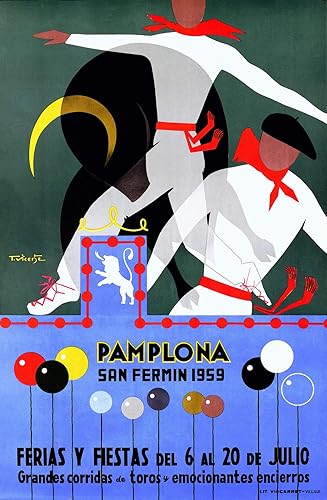 Póster Fiestas Pamplona san Fermín 1959 Tamaño 19.7 x 27.6 in Papel 300 GR-Venta de archivo digital HD Possible Consult Us (Tienda poster.FR)