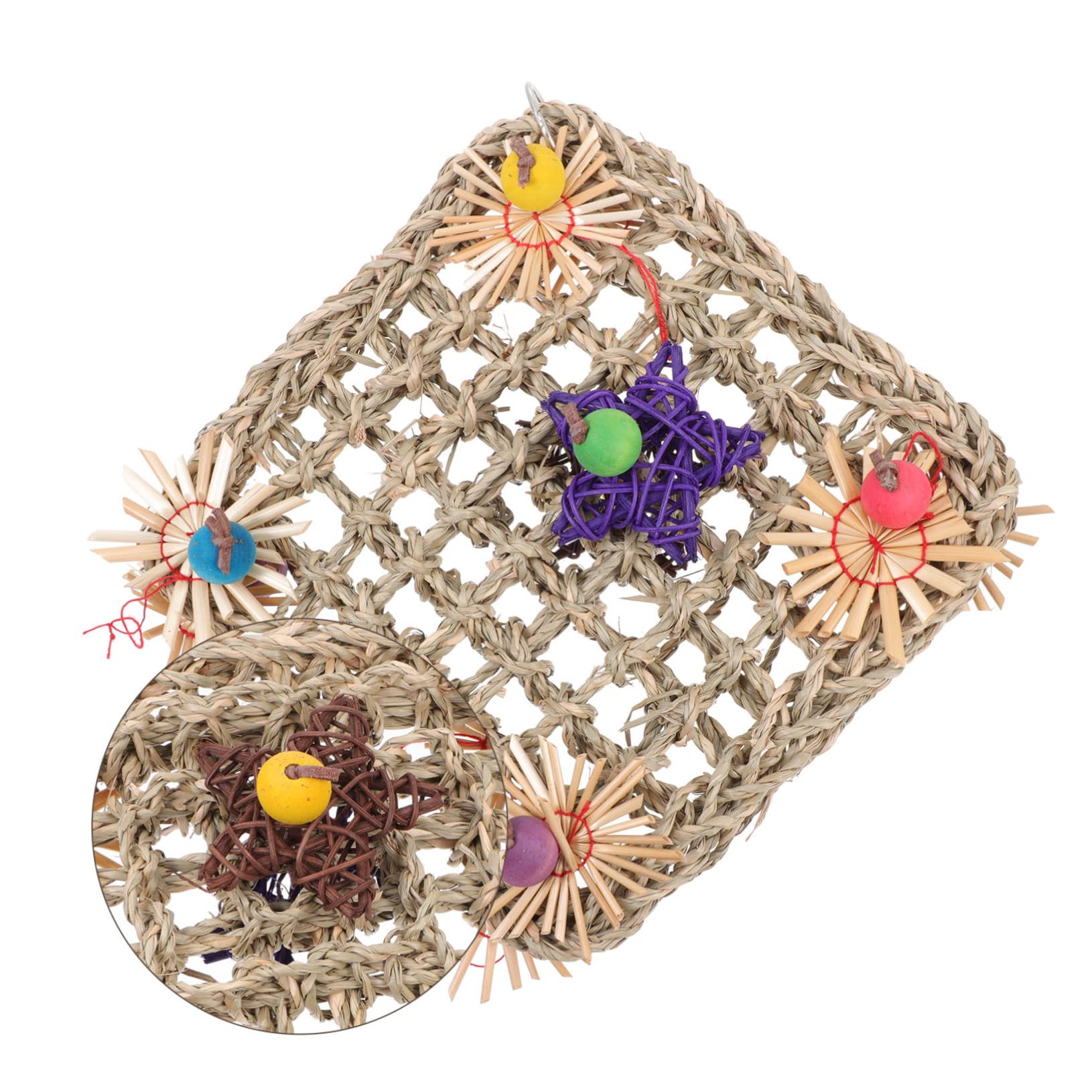 Beaupretty 2pièces Jouet à Mâcher pour Oiseaux Réseau Herbe Tissé Accessoire pour Perroquets Toy à Grimper pour Oiseaux Et Accessoires pour Cage
