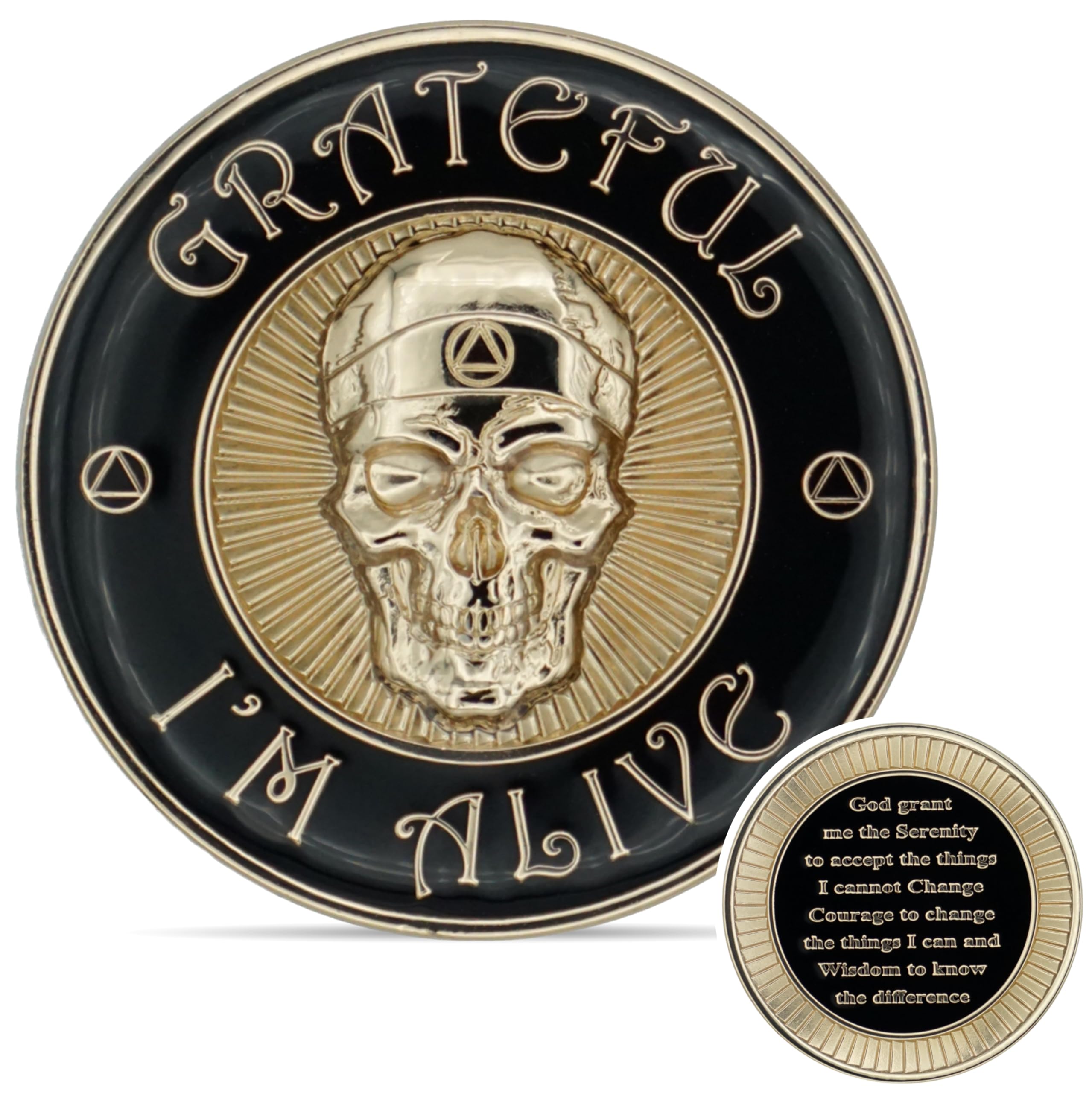 Grateful I'm Alive Sobriety Chip | 3D Sculpted Affirmation AA Coin (Gold)-image-42