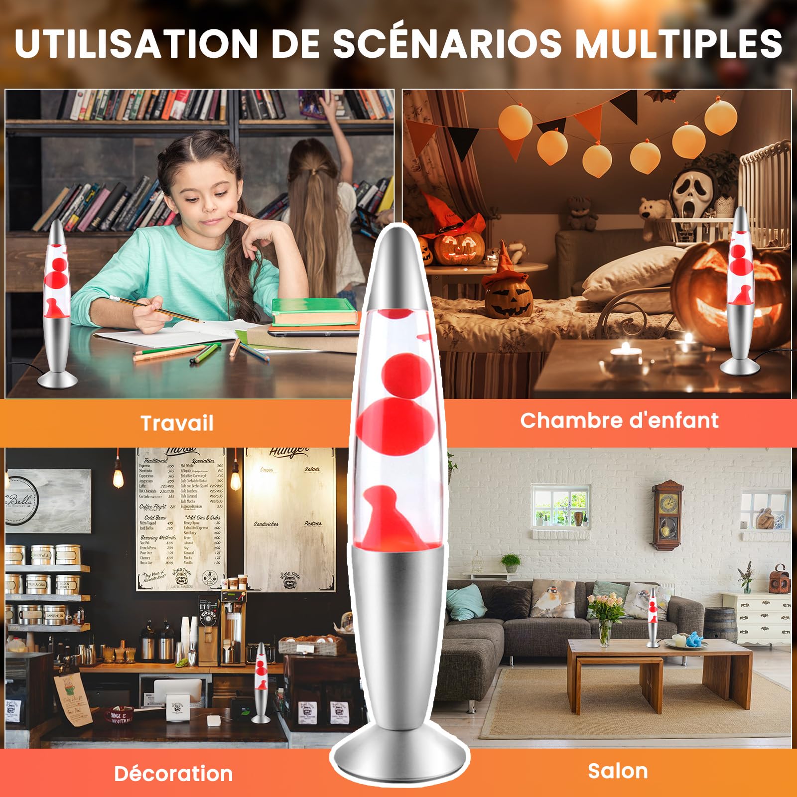 Klarlight Lampe à Lave 34cm Magique 25W Avec Interrupteur à Câble - Idée Cadeau de Noël Comprenant Une Ampoule - Rétro (Rouge)
