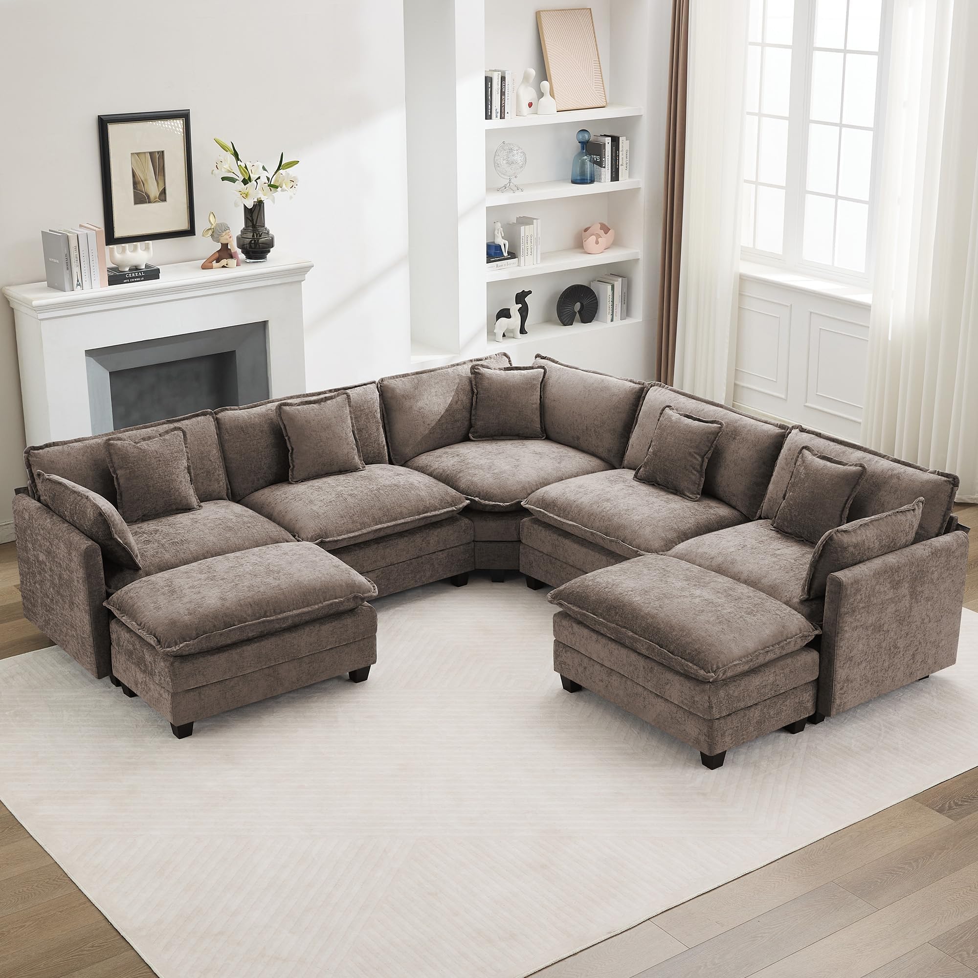 WUTUTUEE 113 V Shaped Cloud Sectional Sofa