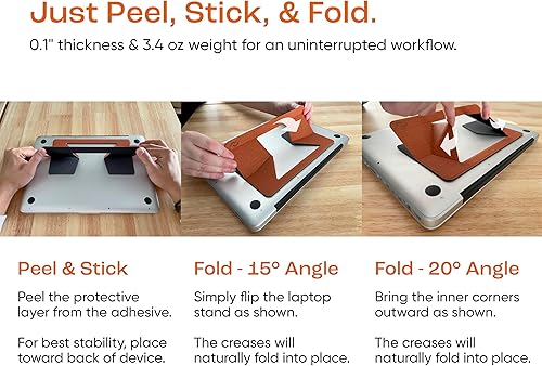 Miniatura 7 de NomadLabs Bisagra - Soporte plegable para laptop, diseño delgado y portátil, altura ajustable, con adhesivo reutilizable para Macbooks, tabletas y