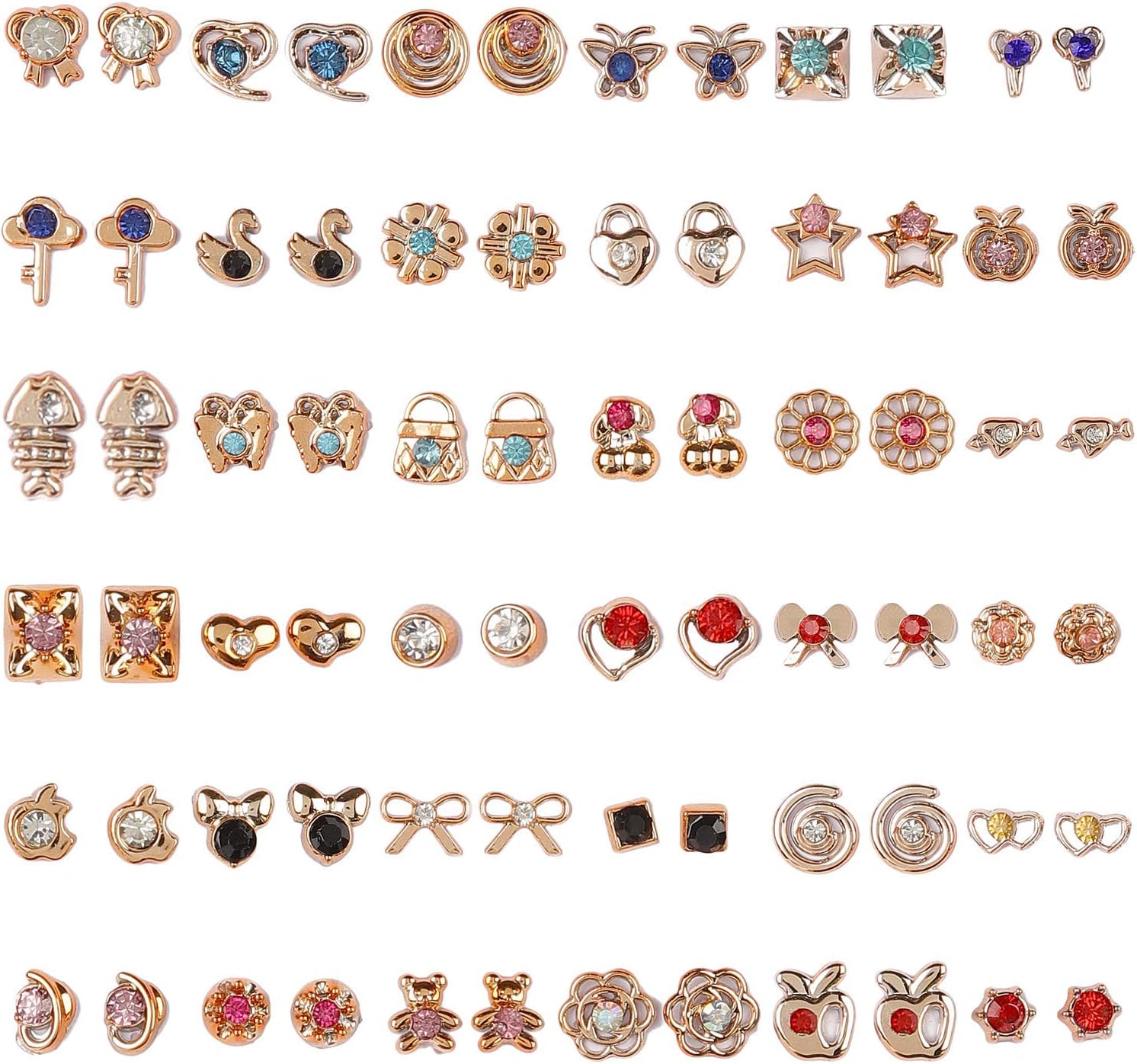 Shining Diva Fashion Multicolour Non Precious Metal Base Metal Latest Stud Earrings for Girls (Style06, 36 Pairs Combo Set, sd12016er)