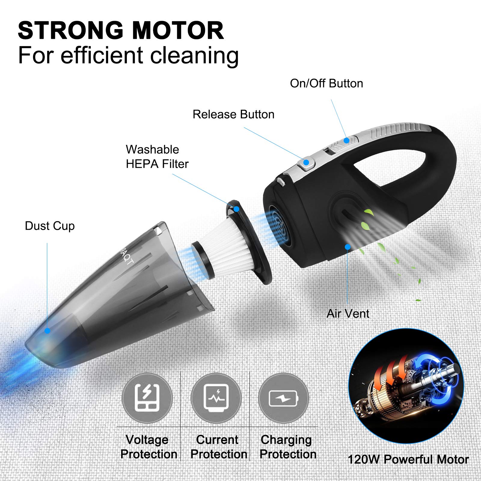 URAQT Handheld Vacuums Cordless, 120W 
