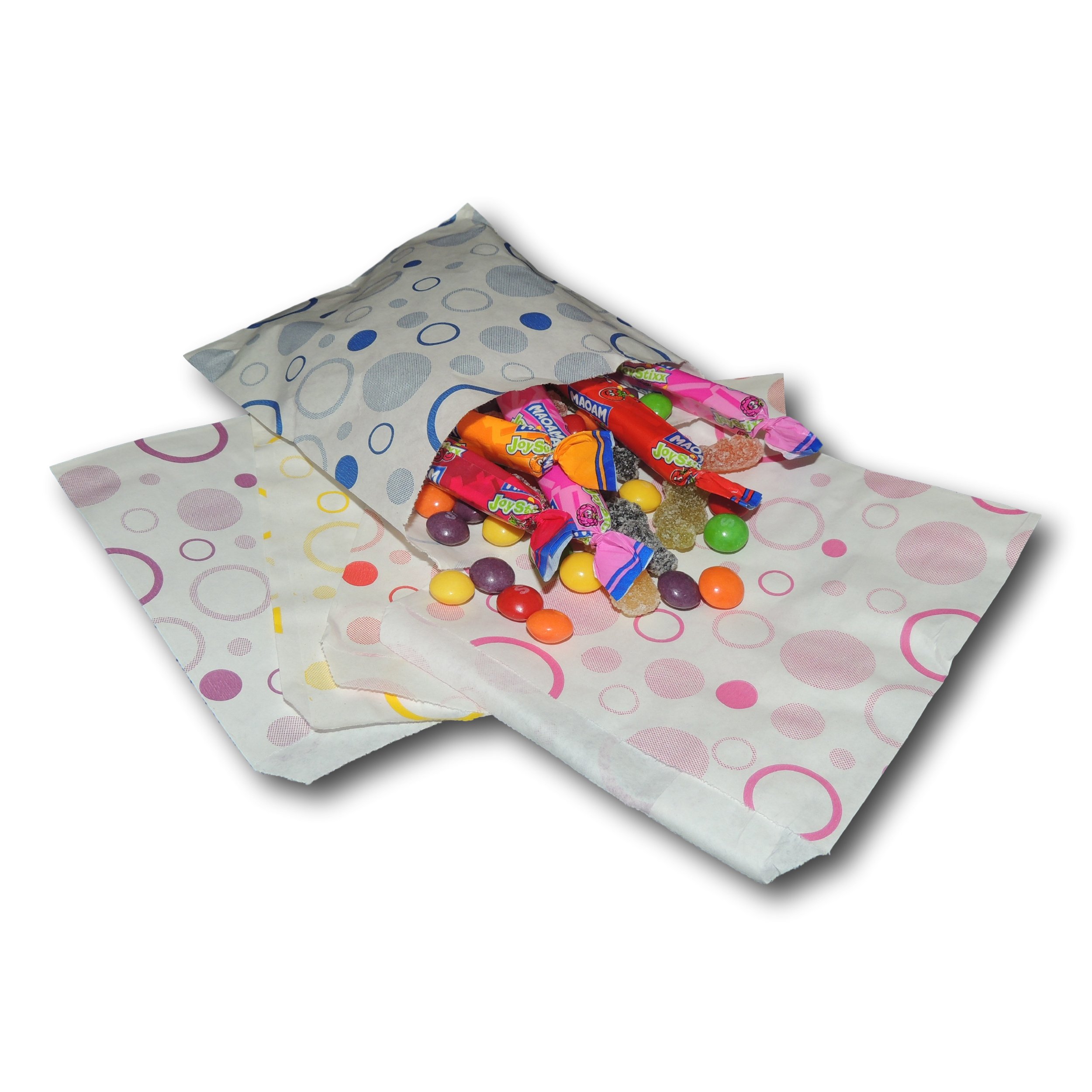 EPOSGEAR 5" x 5" Dots & Circles Candy Sweet Paper Party Bags - Ideal for Gift Shops, Wedding Favours, Candy Carts, Buffets etc (10000 Bags, Mixed)