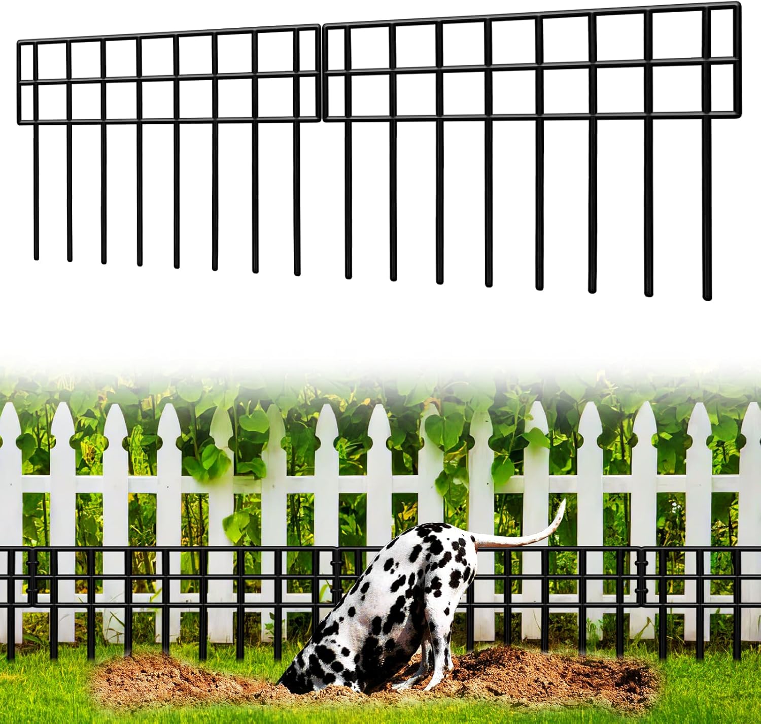 41.83Ft(L) X 13Inch(H) Animal Barrier Fence, 30 Pack No Dig Fence Panels, Black Modern Steel Garden Fence Border