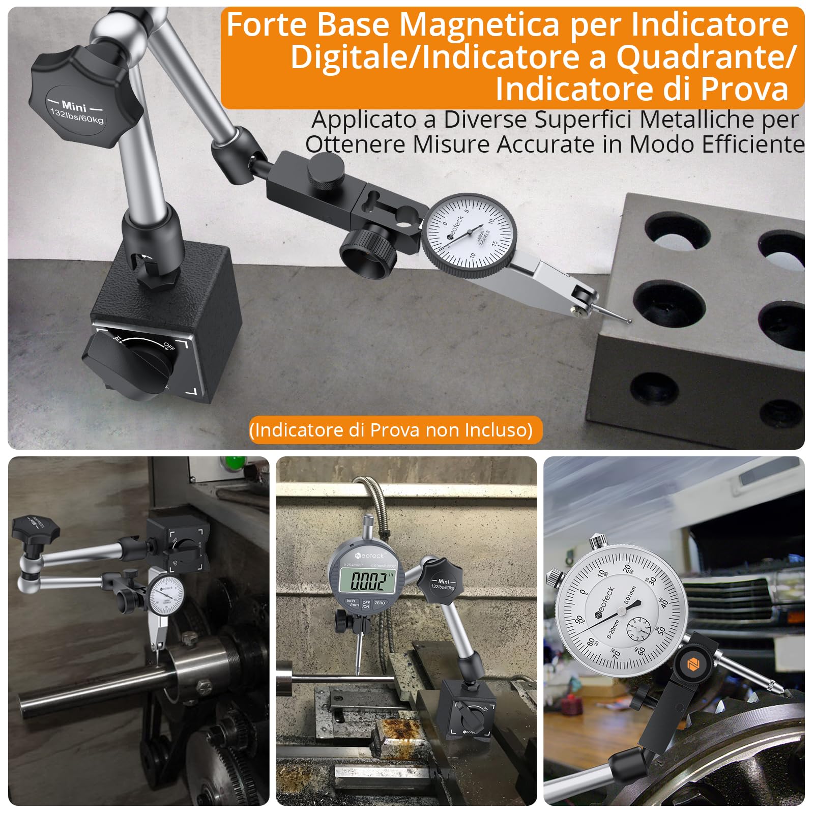 Comparatore Con Base Magnetica Cocoarm - Supporto Regolabile Per Indicatori Di Prova, Perfetto Per Lavorazioni Metalliche