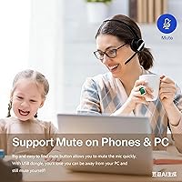 Vista 4 de Auriculares inalámbricos, auriculares Bluetooth con micrófono con cancelación de ruido AI, auriculares Bluetooth V5.2 con dongle USB, base de carga