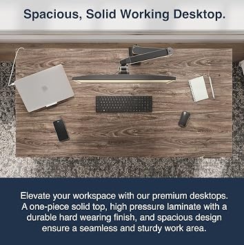 Desky Electric Standing Desk, 47.2 Laminate Height Adjustable Sit Stand Desk, Dual Motor, 4 Memory Presets, Ergonomic Computer Workstation for Home Office Prime Oak Top and Matte Black Frame