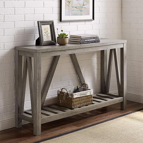 Miniatura 2 de Walker Edison Juego de mesa de entrada moderna de granja y mesa auxiliar cuadrada, color gris lavado