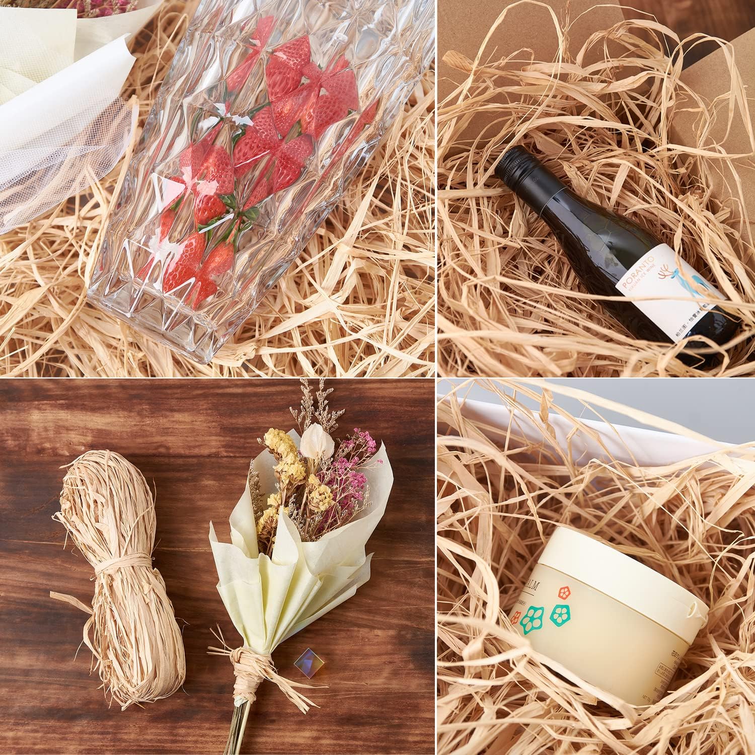 Natural Raffia Ribbon 2PCS-Raffia Yarn for Crafts & Gift Wrapping