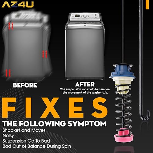 Miniatura 4 de 4 varillas de suspensión de 27 "reemplazan a W10440786 W10368626 W10368627 W10440739 para Whirlpool, Maytag Top Cargando Lavadoras