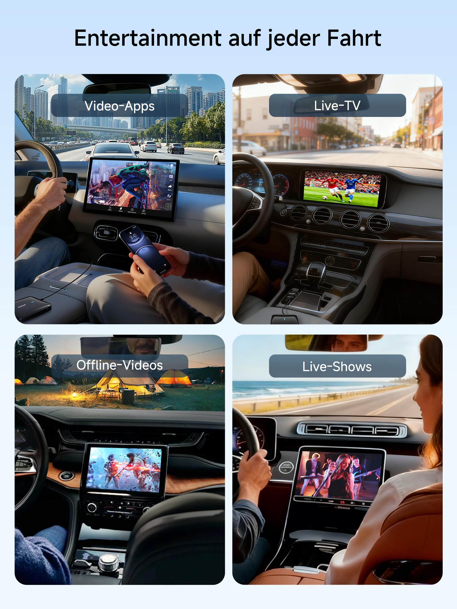 Carplay Wireless Adapter, AI Box für YouTube/Netflix mit Drivechat AI | Doppel-WIFI, Bluetooth-Schloss, Unterstützung für drahtlose Carplay / Android Auto