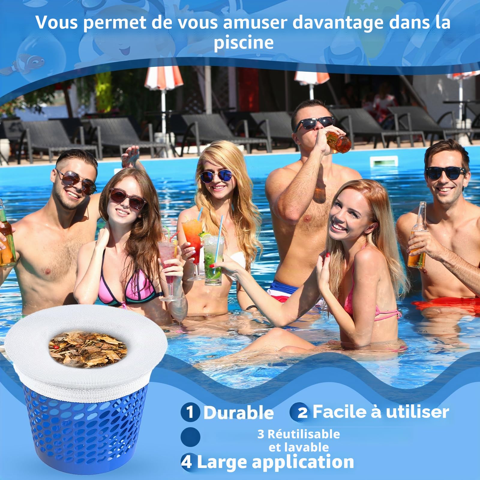 30 Pièce Chaussette Skimmer Piscine,Chaussettes Skimmer Reutilisable pour Panier Skimmer,Maille Ultra Fine,Nylon Élastiqu Pool Skimmer Socks pour Peuvent Emprisonner Pollen, Feuilles,Cheveux.