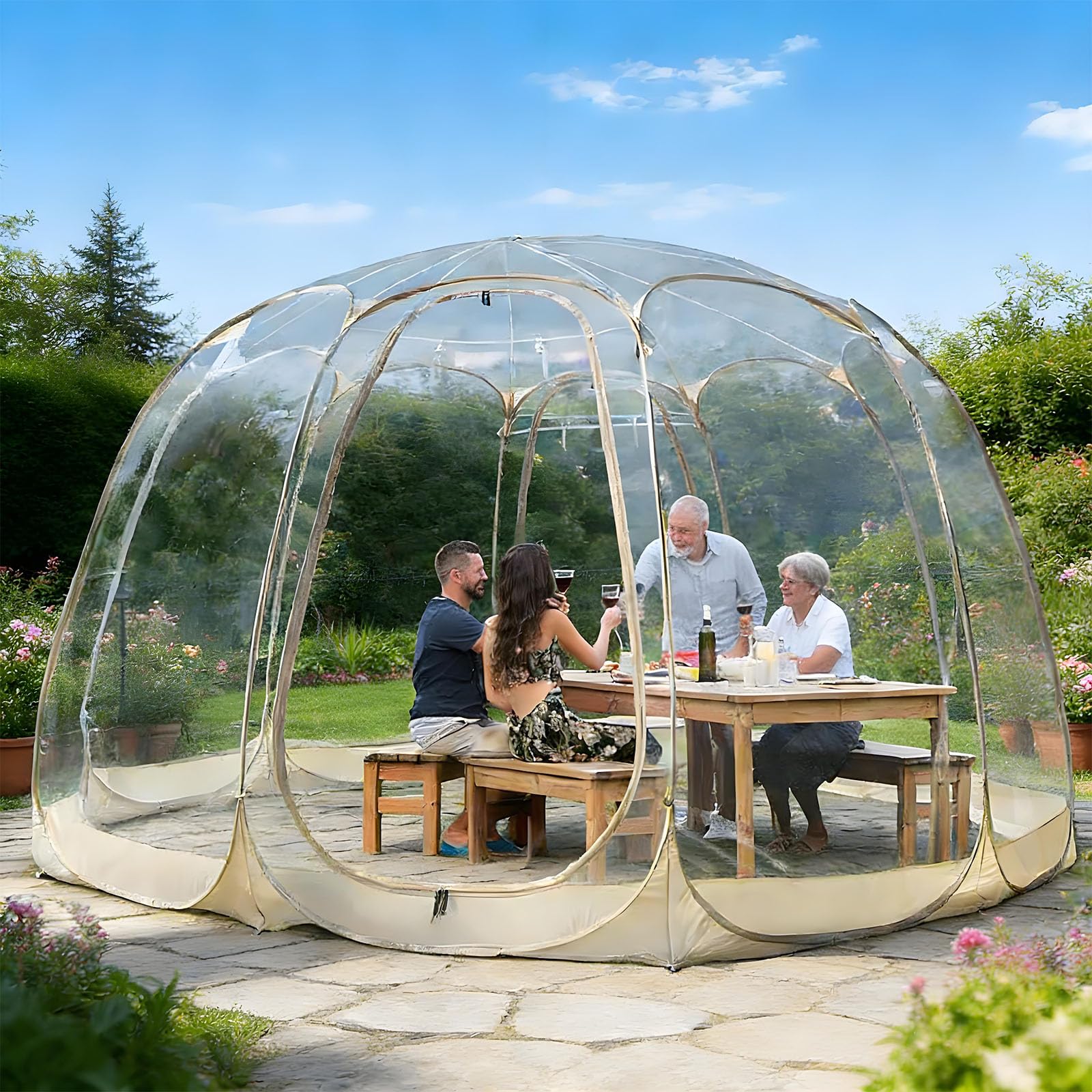 Casa A Bolla Trasparente Da Giardino, Rifugio Da Campeggio Geodetico Esterno Di 11,5ft/3,6m Con Finestra Trasparente, Serra Impermeabile Riscaldata, Adatta Per Patio E Aree Pranzo