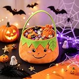 TINVSKQQKJ Halloween Pumpkin Baskets Trick or Treat Pumpkin Smile Face – Lightweight treat container