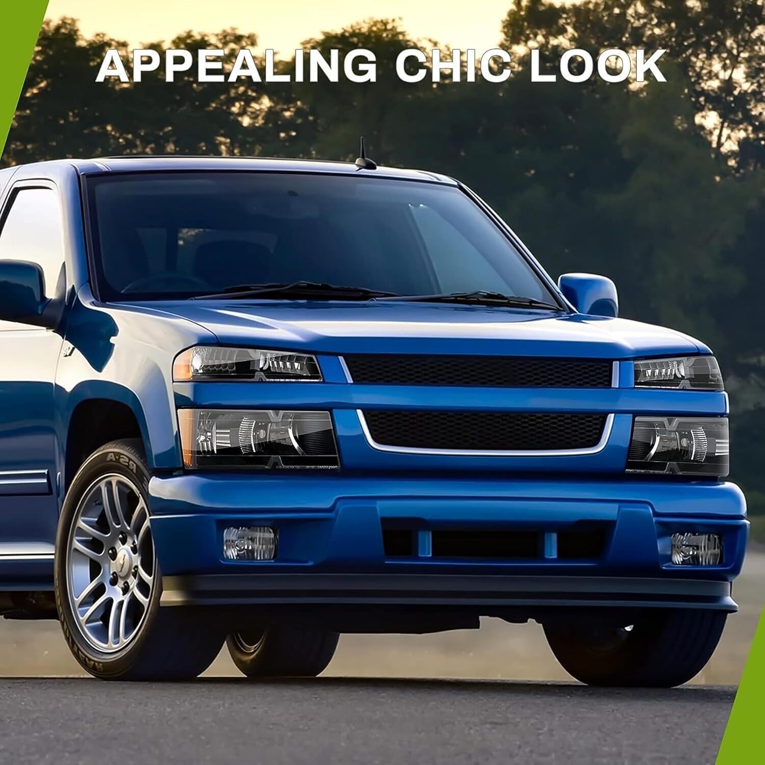 Headlight and Taillight Assembly Fit For 2004 2005 2006 2007 2008 2009 2010 2011 2012 Chevy Colorado GMC Canyon Black Housing Amber Reflector with Red Tail Light GM2502234 GM2503234