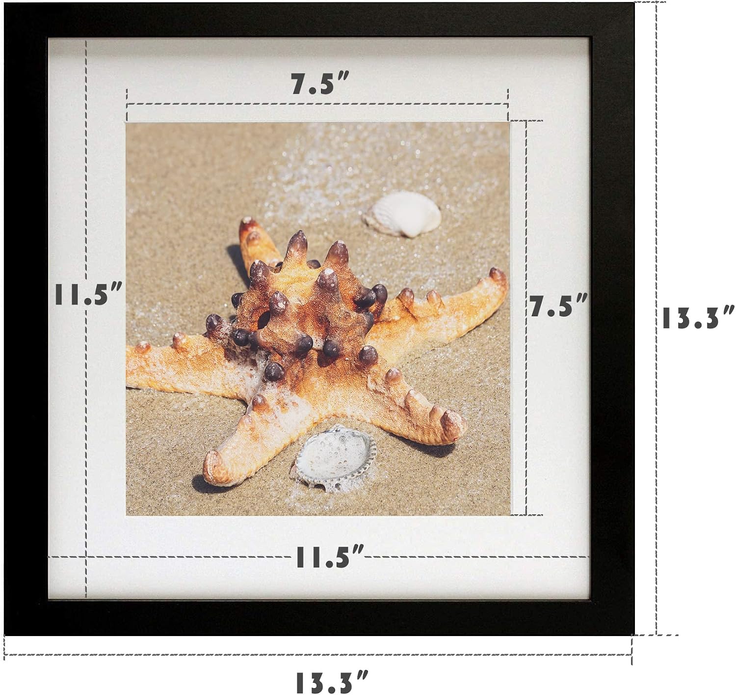 Golden State Art, 12x12 Frame with Mat, Displays 8x8 Square Picture or 12x12 Gallery Wall Frame for 30X30 cm Diamond Paintings Prints Photos (Black, 3 Pack)