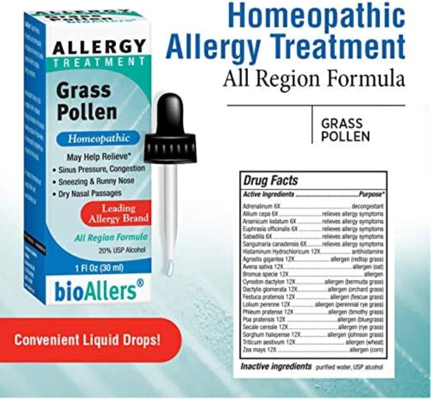bioAllers Grass Pollen Allergy Relief, Liquid - 1 fl oz