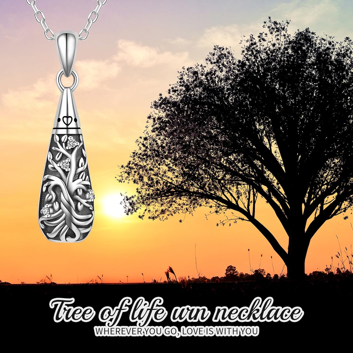 925 Sterling Silver Urn Pendant Necklace Teardrop Cremation Jewelry for Ashes Memorial Keepsake for Women - Image 7