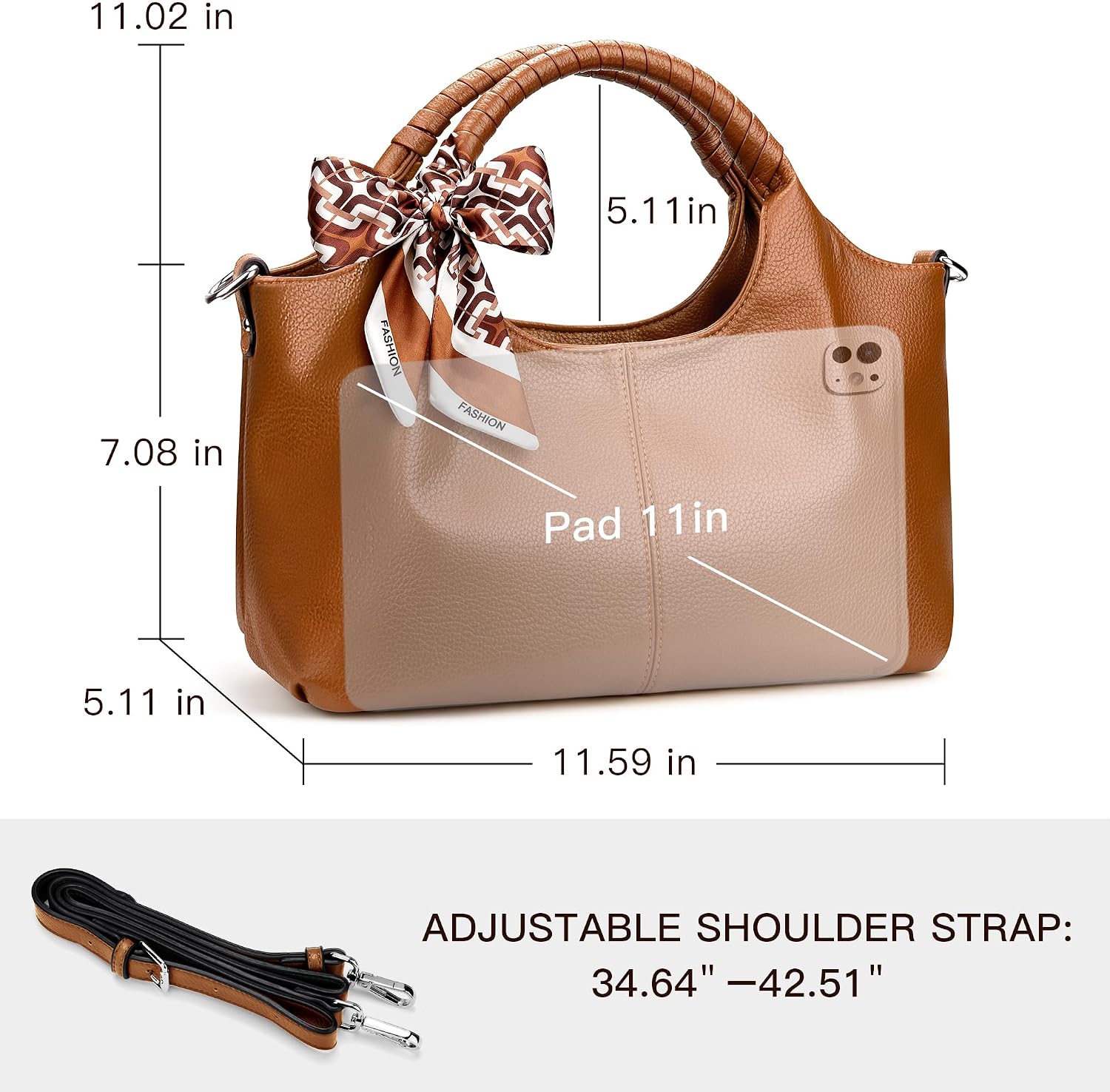 Top Handle Purses For Women, Vegan Leather Bag With Adjustable Strap