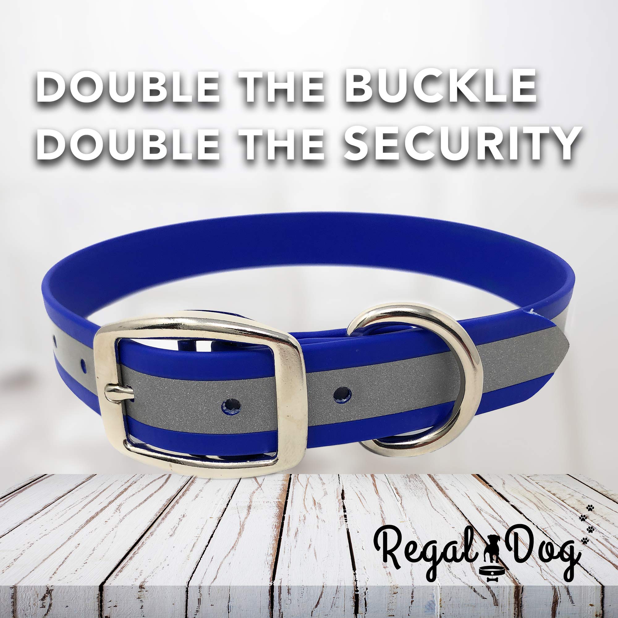 Regal Dog Products Set Collare e guinzaglio per Cani Standard Riflettente - Combo Collare e guinzaglio per Cani per Cani S/M/L (Collare e guinzaglio Standard Medio, Blu)