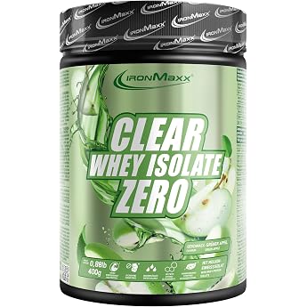 IronMaxx Clear Whey Isolate Zero - Green Apple 400 g Tin Clear Whey Protein Isolate without Sugar Lactose-free Clear Protein Protein Lemonade with Fruity Refreshing Taste