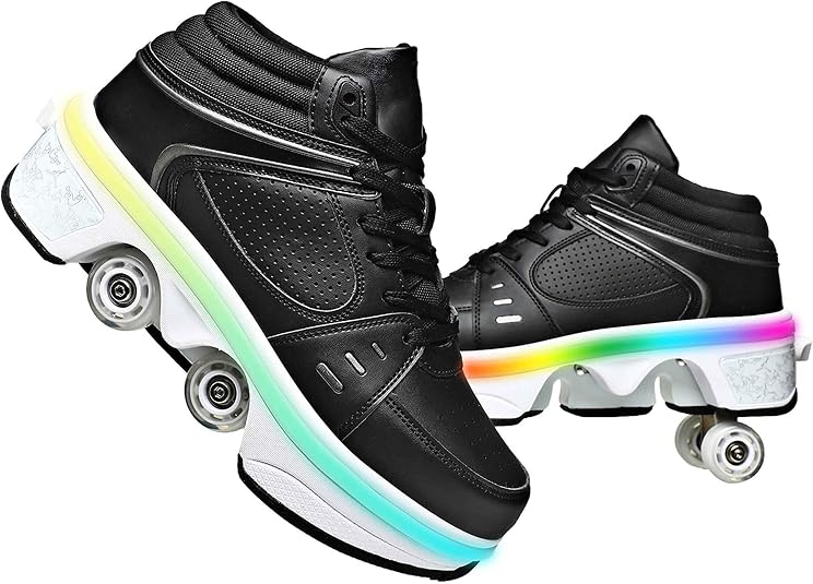 WOWEI - Chaussures à Roulettes Enfants 2 En 1 | Baskets + Patins | Réglables | Pour Skate Et Outdoor