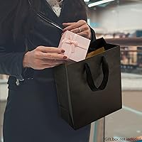 Vista 3 de Prime Line Packaging Bolsas de regalo negras, bolsas de papel kraft con asas para compras, pequeñas empresas, boutique, tiendas minoristas