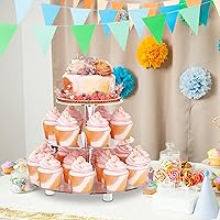 Vista 3 de Acrylic Cupcake Stand, Clear Dessert Tower Holder Display with Base for Wedding, Party, Baby Shower, 3 Tier Round, Transparent redonda